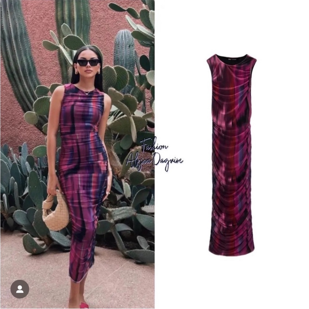 ZARA printed tulle dress